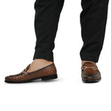 Brown Woven Shoes with Gold Buckle FZ45