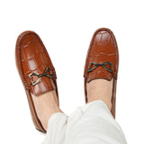 Brown Buckle Croc Loafer LS81
