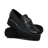 High Sole Black Patten Shoe FU09