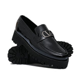 High Sole Black Patten Shoe FU09