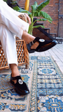 Black Suede & Patent Sandal Dd02