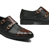 Luxe Dual-Buckle Croc Monk Shoe FZ35