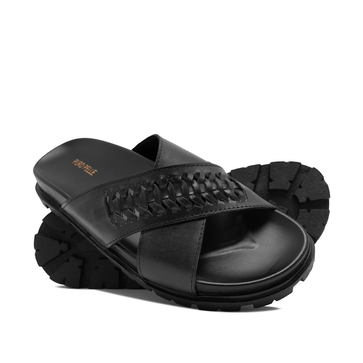 Black Cross Woven  Slipper SA121
