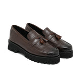 High Sole Brown Croc Shoe FU05