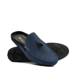 Navy Blue Suede Tassel Mule MS14