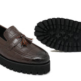 High Sole Brown Croc Shoe FU05