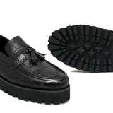 High Sole Black Croc Shoe FU06