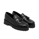 High Sole Black Croc Shoe FU06