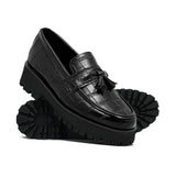 High Sole Black Croc Shoe FU06
