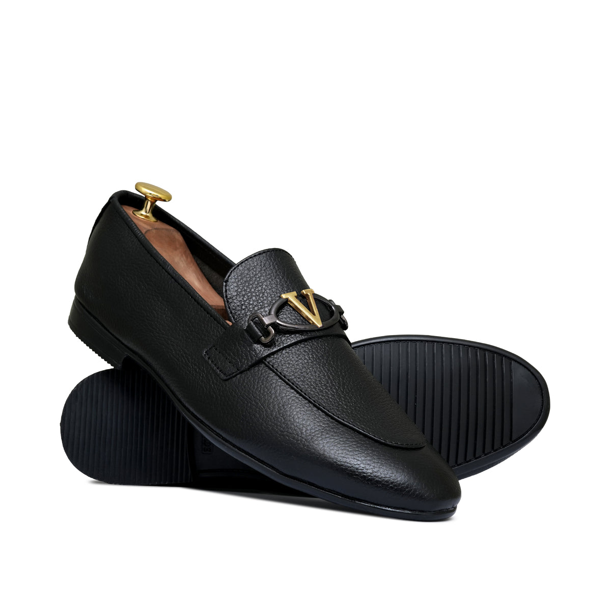 Black V Buckle Folding Shoe PA65