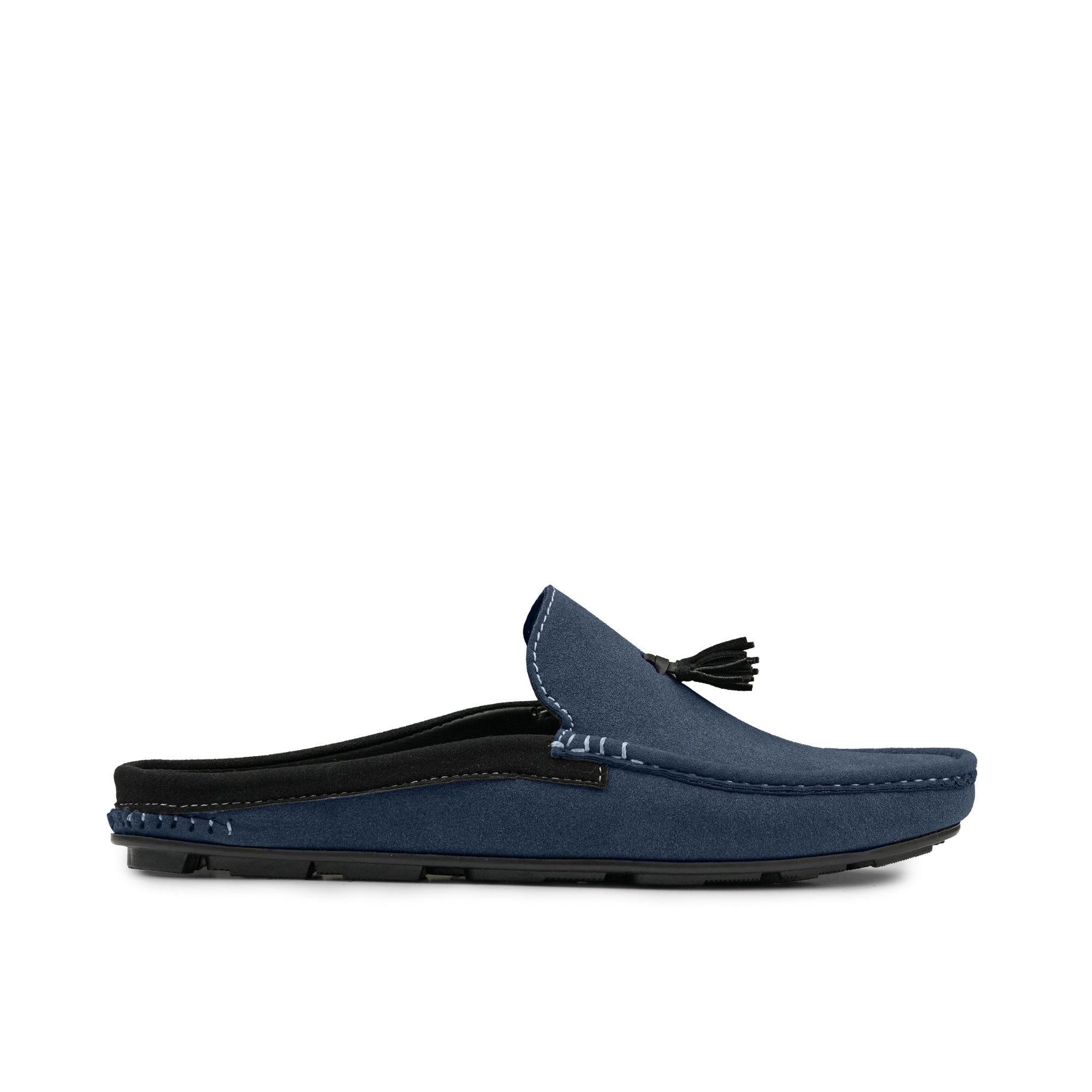 Navy Blue Suede Tassel Mule MS14