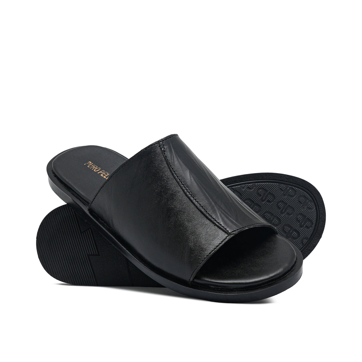 Black Leather Slipper Sa42