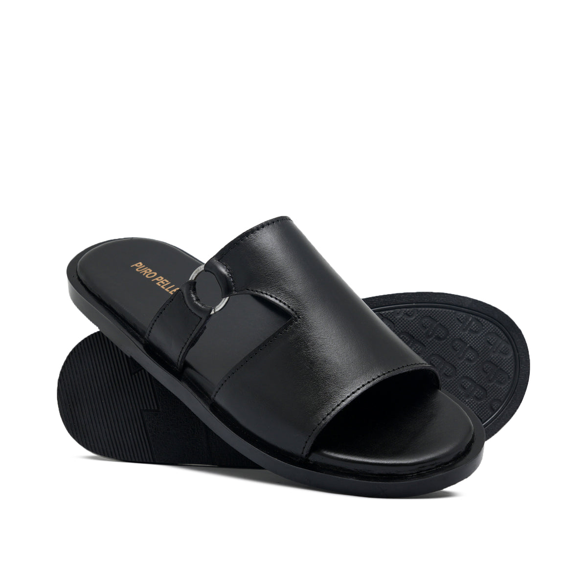 Black O Buckle Slipper Sa46