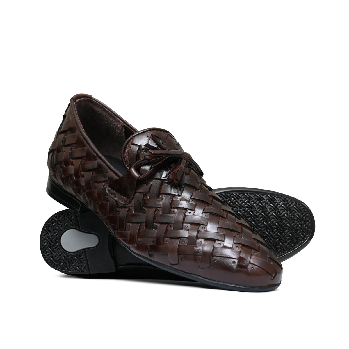 Brown Woven Leather Shoe PJ01