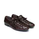 Brown Woven Leather Shoe PJ01