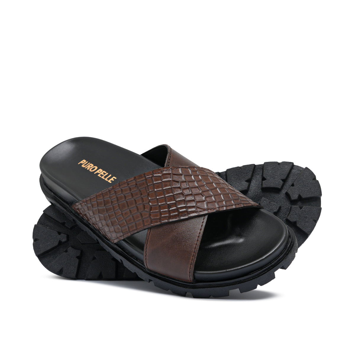 Brown Cross Slipper SA123