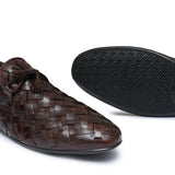 Brown Woven Leather Shoe PJ01
