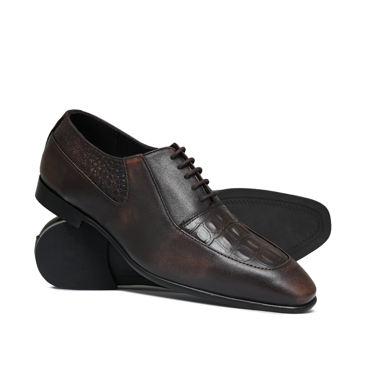 Brown Croc Lace Shoe PJ20