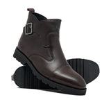 Brown Strap Leather Chelsea Boots PU01