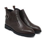 Brown Strap Leather Chelsea Boots PU01