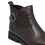 Brown Strap Leather Chelsea Boots PU01
