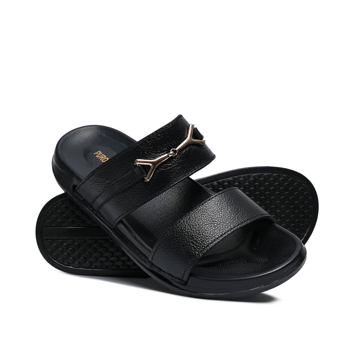 Black Leather Slipper GT19