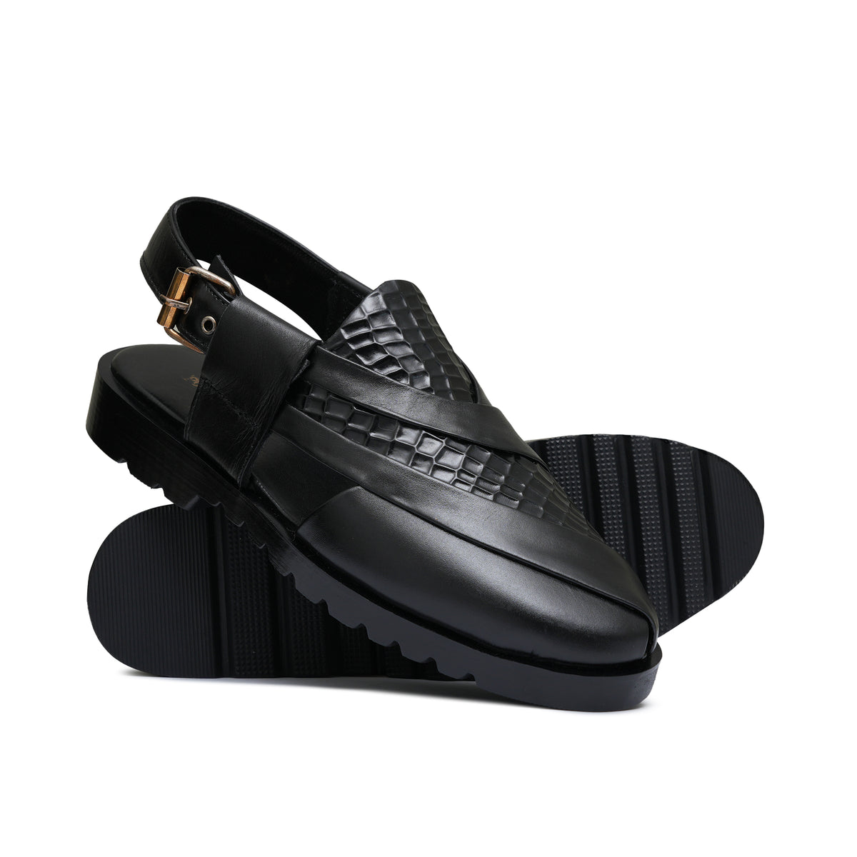 Black Leather Sandal Da19