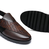 Brown Croc Leather Sandal Da22