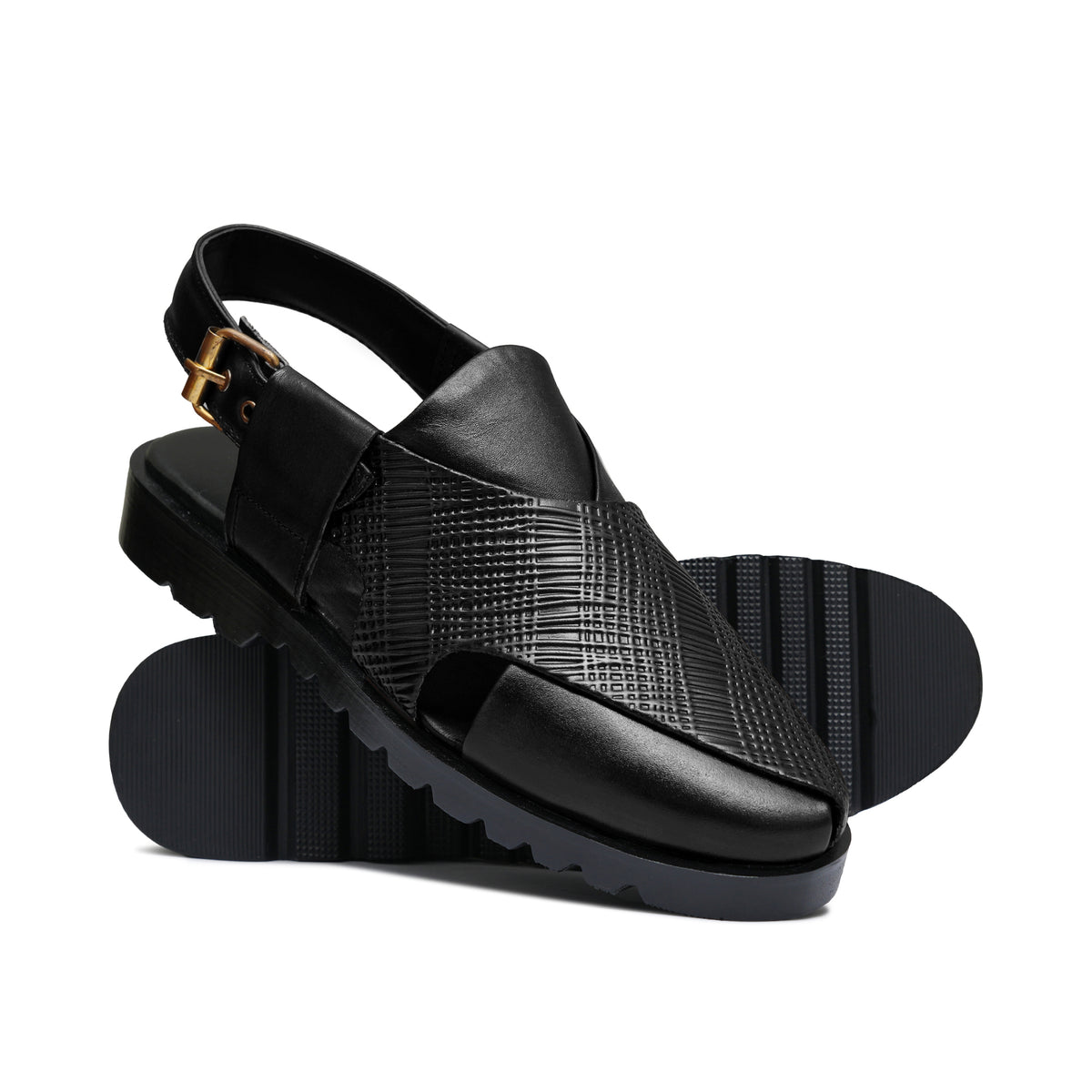 Black Leather Sandal Da02