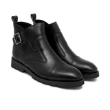 Black Strap Leather Chelsea Boots PU02