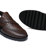 Brown Croc Leather Sandal Da04