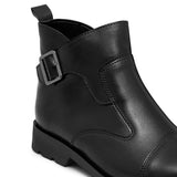 Black Strap Leather Chelsea Boots PU02