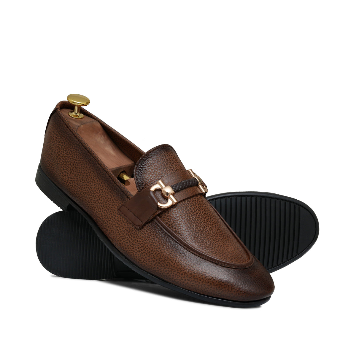 Textured Brown 2-Tone Slip-On Shoe PA44