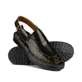 Textured Green Peshawari Chappal DAZ3