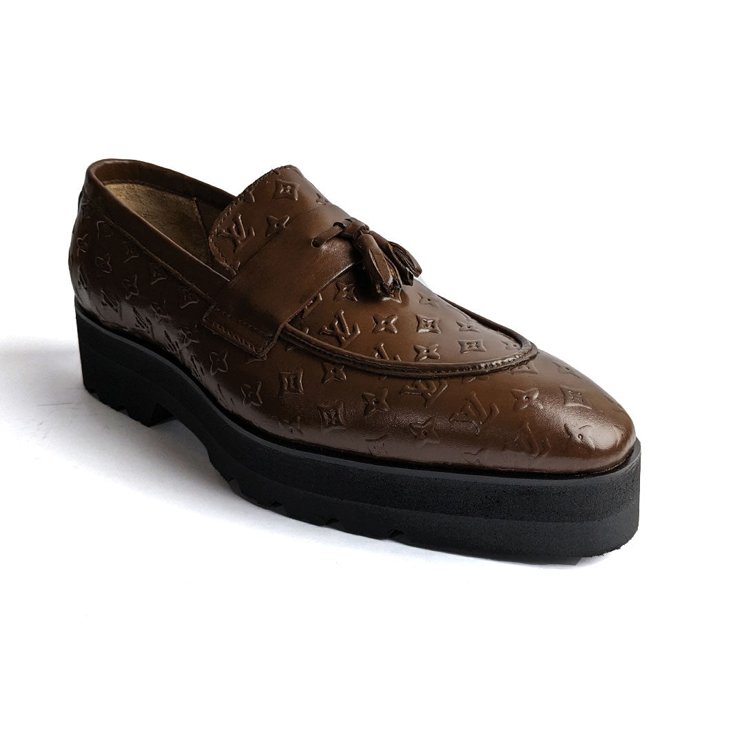 Men Formal Handmade Premium HIgh Sole Brown Tassle Shoe