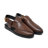 Brown Textured Peshawari Chappal Da29