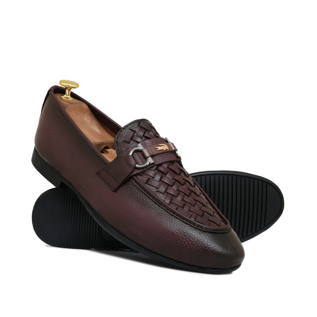 Maroon Folding Shoe with Elegant Buckle PA49
