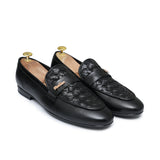 Black Top Woven Leather Shoe PJ26