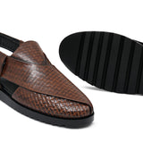Brown Textured Peshawari Chappal Da29