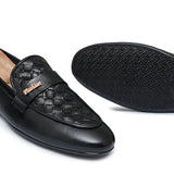 Black Top Woven Leather Shoe PJ26