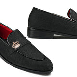 Black Shoe with Gold Lion Emblem FZ36