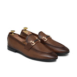Textured Brown 2-Tone Slip-On Shoe PA44