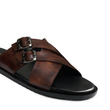Brown Double Buckle Slippers SA91