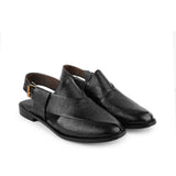 Black Textured Peshawari Sandal DA08