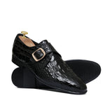 Black Croc Patten Singal Monk Shoe PJ31