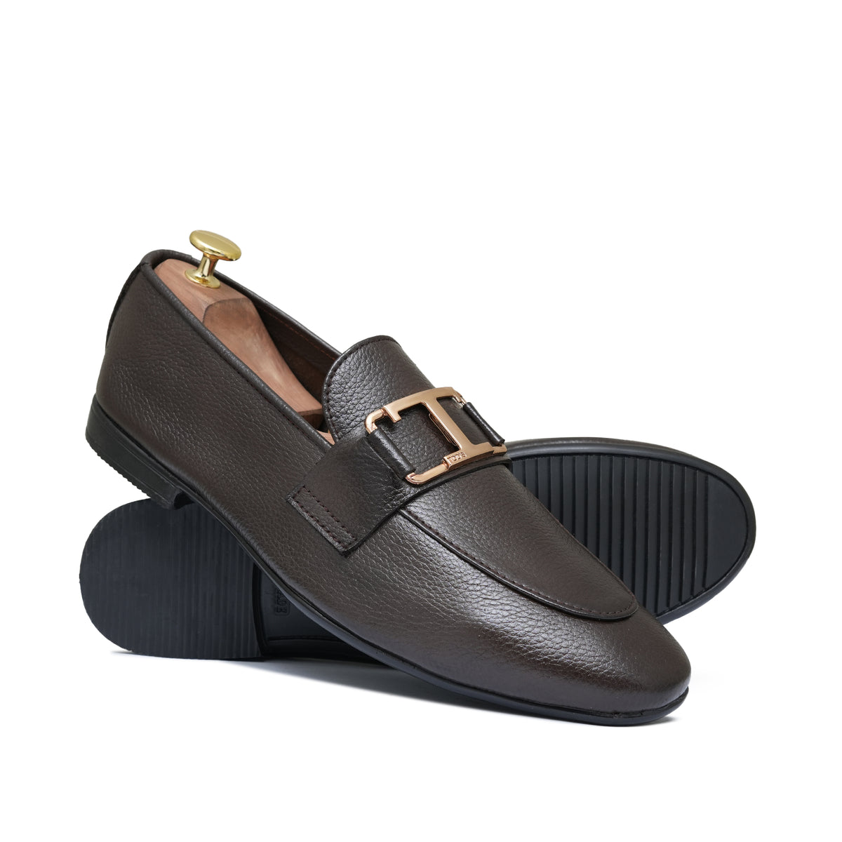 Brown T Buckle Folding Shoe PA72