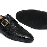 Black Croc Patten Singal Monk Shoe PJ31