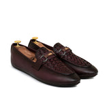 Maroon Folding Shoe with Elegant Buckle PA49