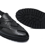 Black Croc Cut Sandal DJ06
