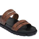 Brown double belt Slipper SA126